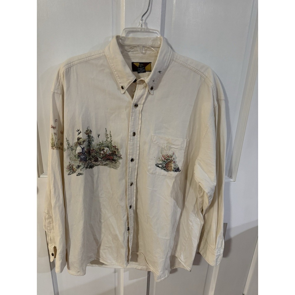 Camp Creek Vintage Men's Large Button Up Bear Print Shirt